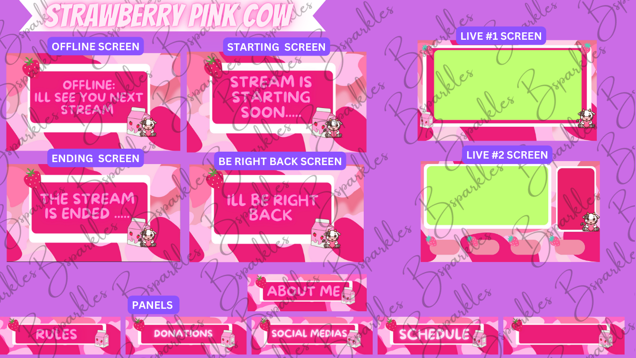 STRAWBERRY PINK COW OVERLAY