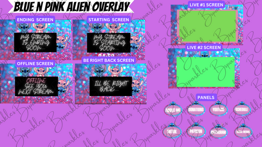 CUTE BLUE AND PINK ALIEN OVERLAY