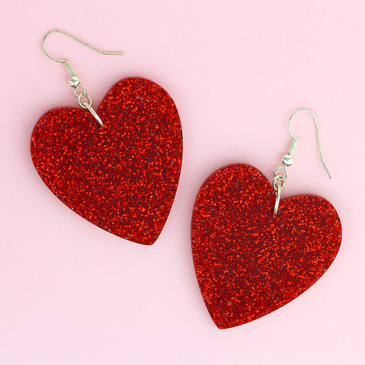 RED HEART RESIN EARRINGS